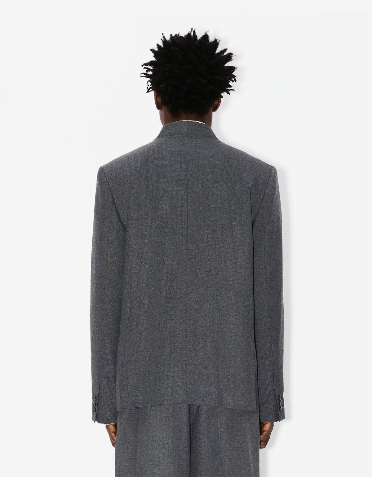 KENZO Weave Taupe Wool Jacquard Kimono Jacket - 4