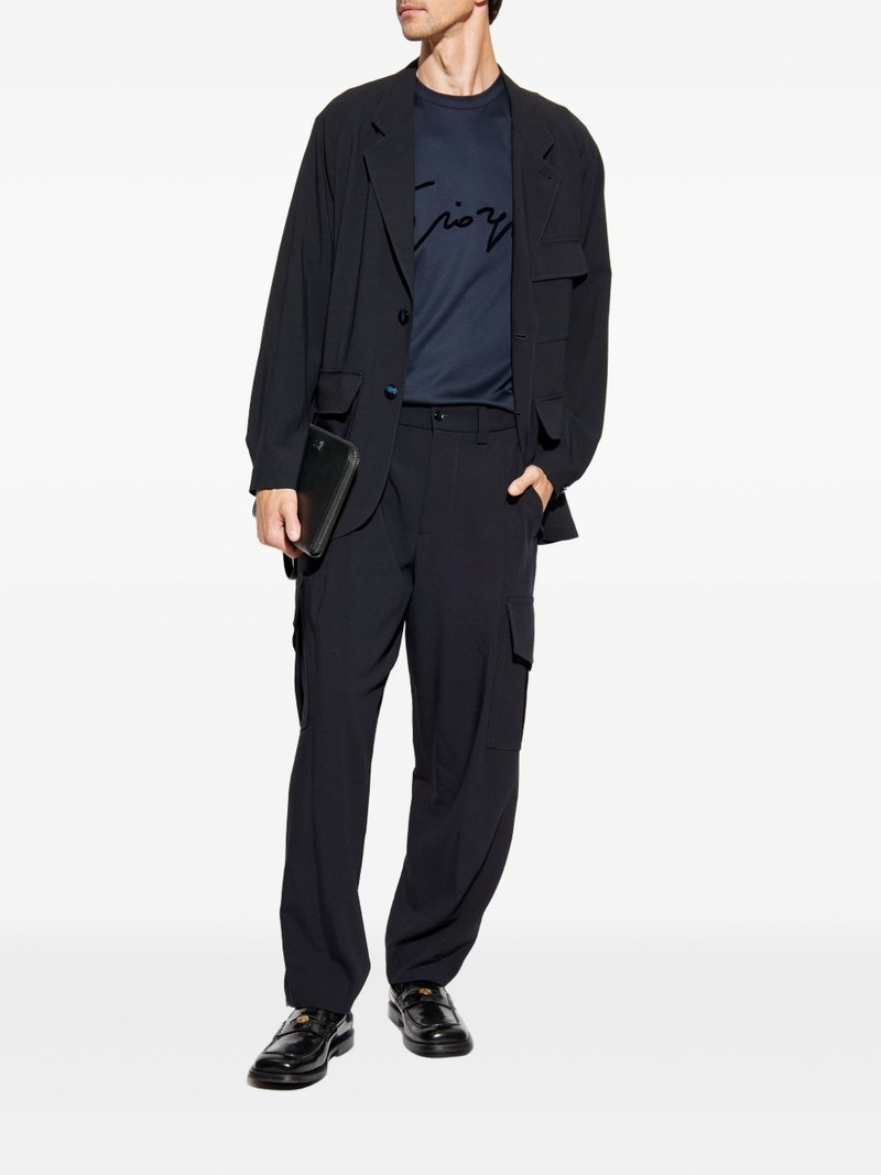 GIORGIO ARMANI signature-embroidered cotton T-shirt outlook