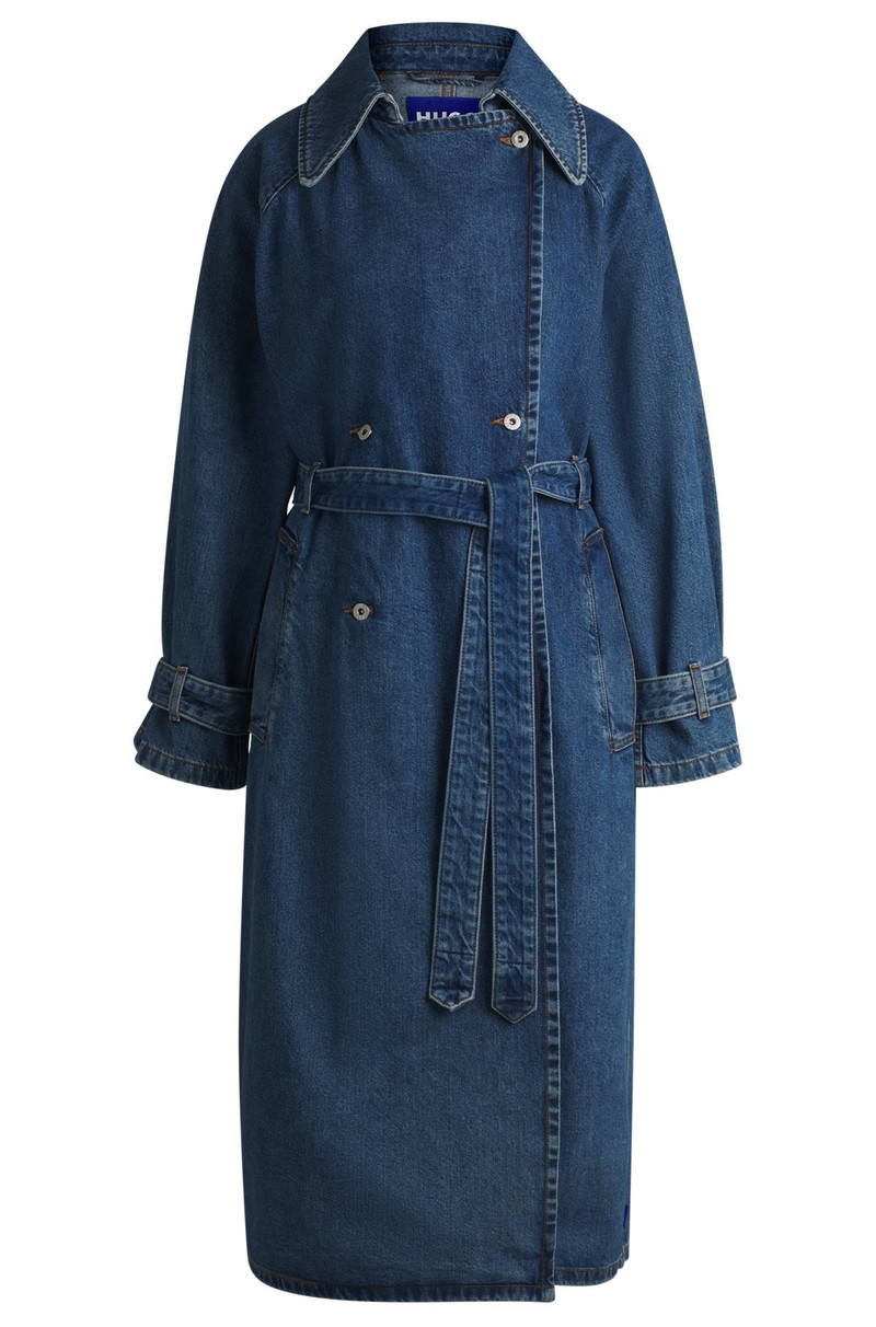 DOUBLE-BREASTED TRENCH COAT IN DARK-BLUE DENIM 1