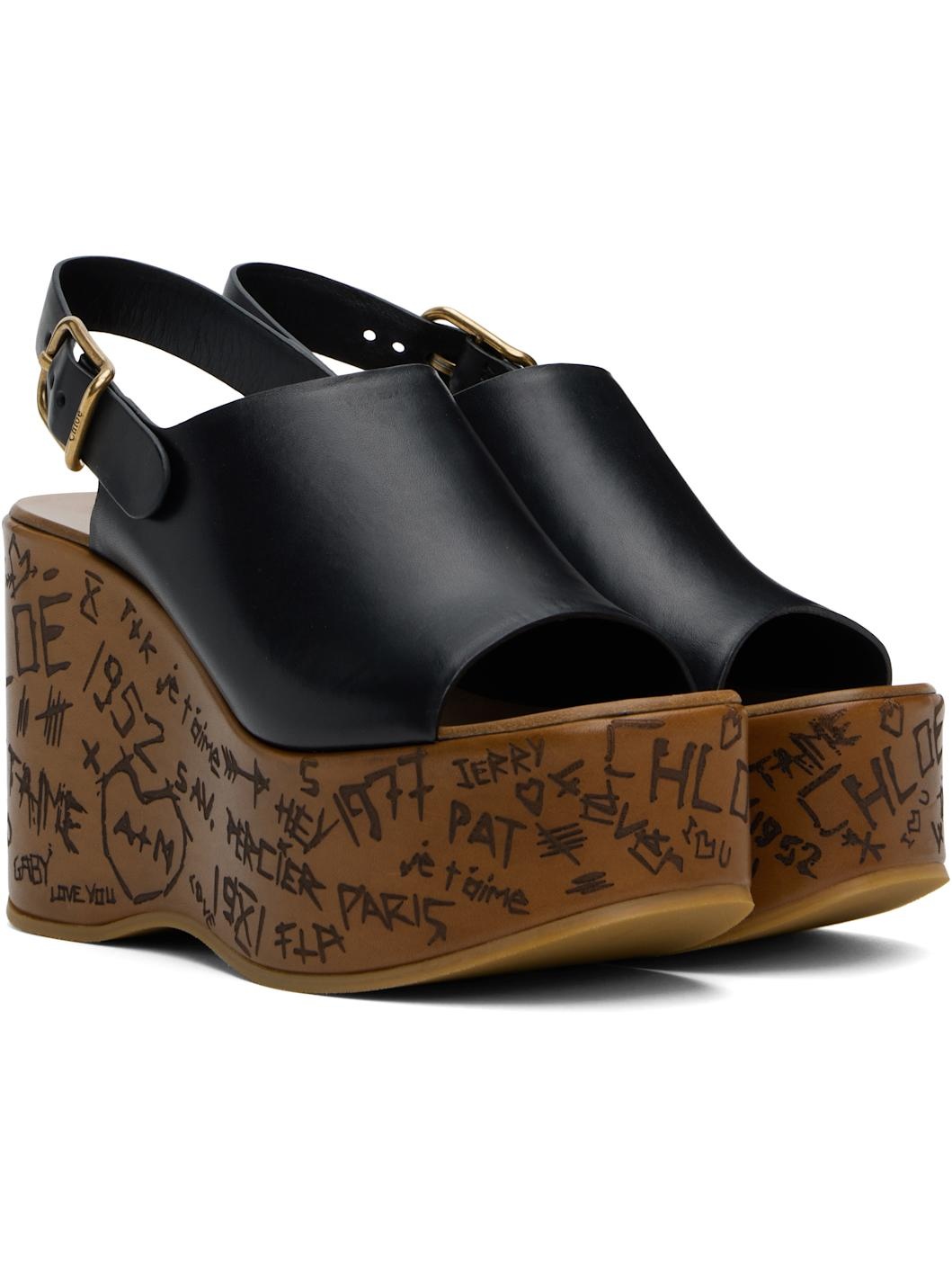 Black Maxime Wedge Sandals - 4