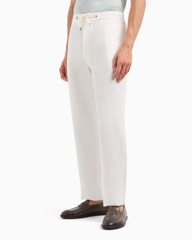 GIORGIO ARMANI Single-dart, pure linen canvas trousers outlook