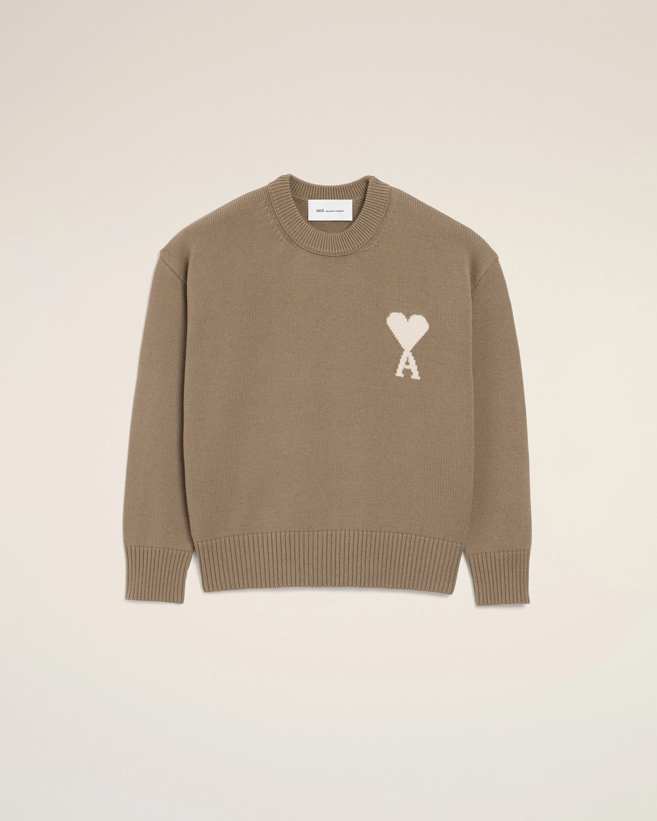 BEIGE WOOL AND COTTON CREWNECK AMI DE COEUR SWEATER - 1