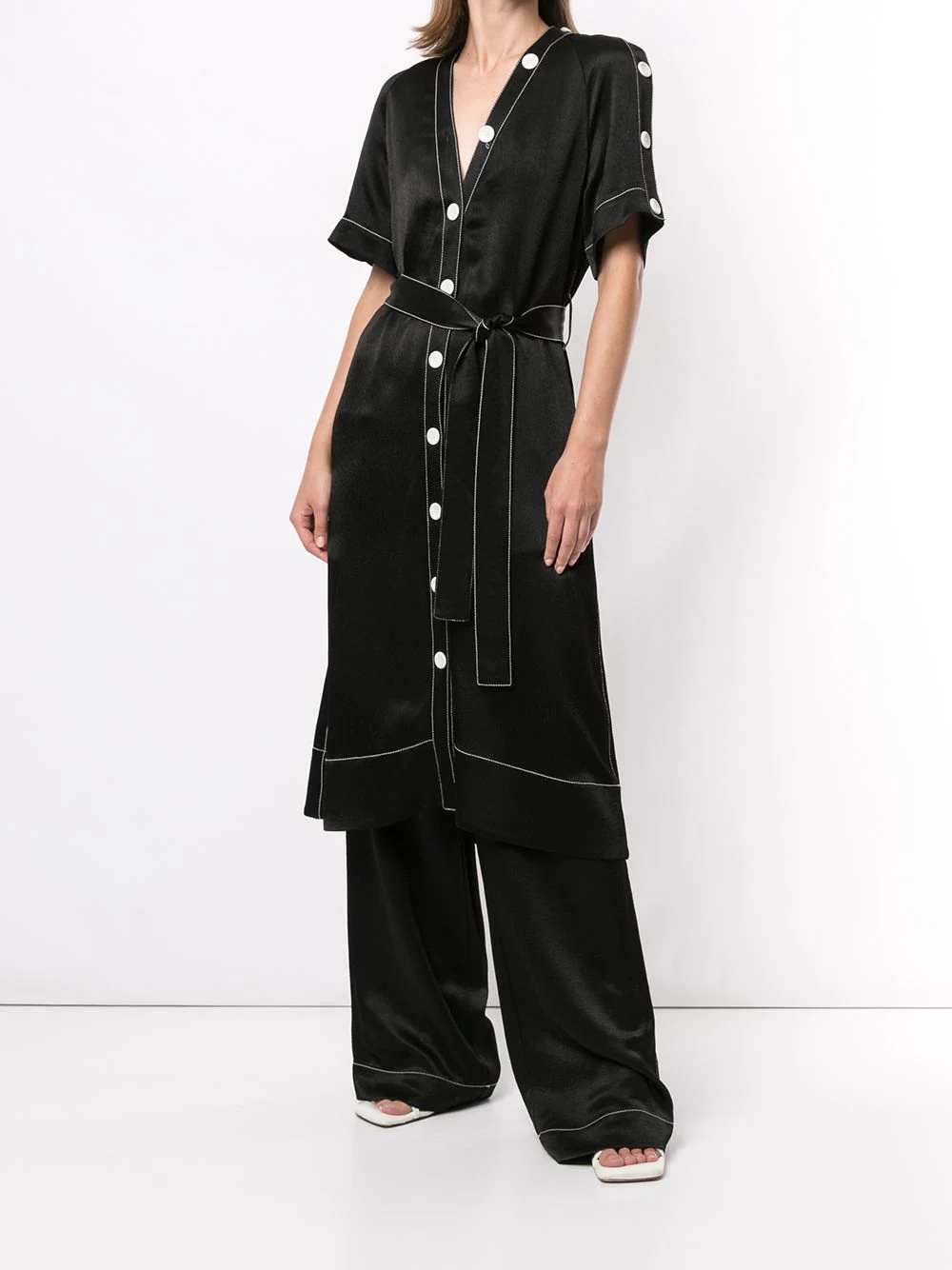 contrast stitching shirt dress - 2