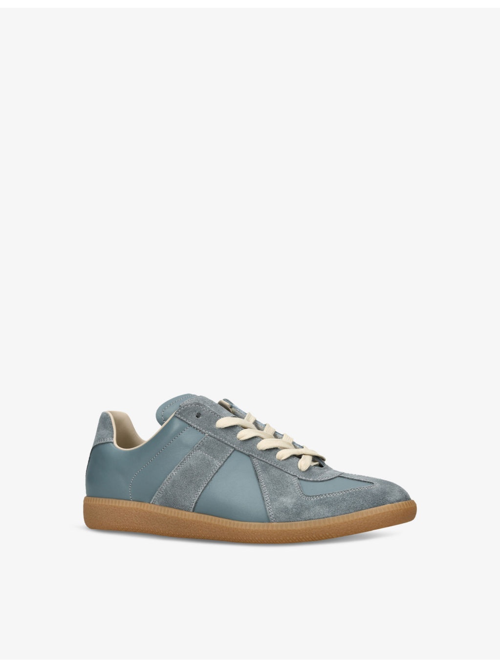 Replica contrast-sole leather low-top trainers - 3