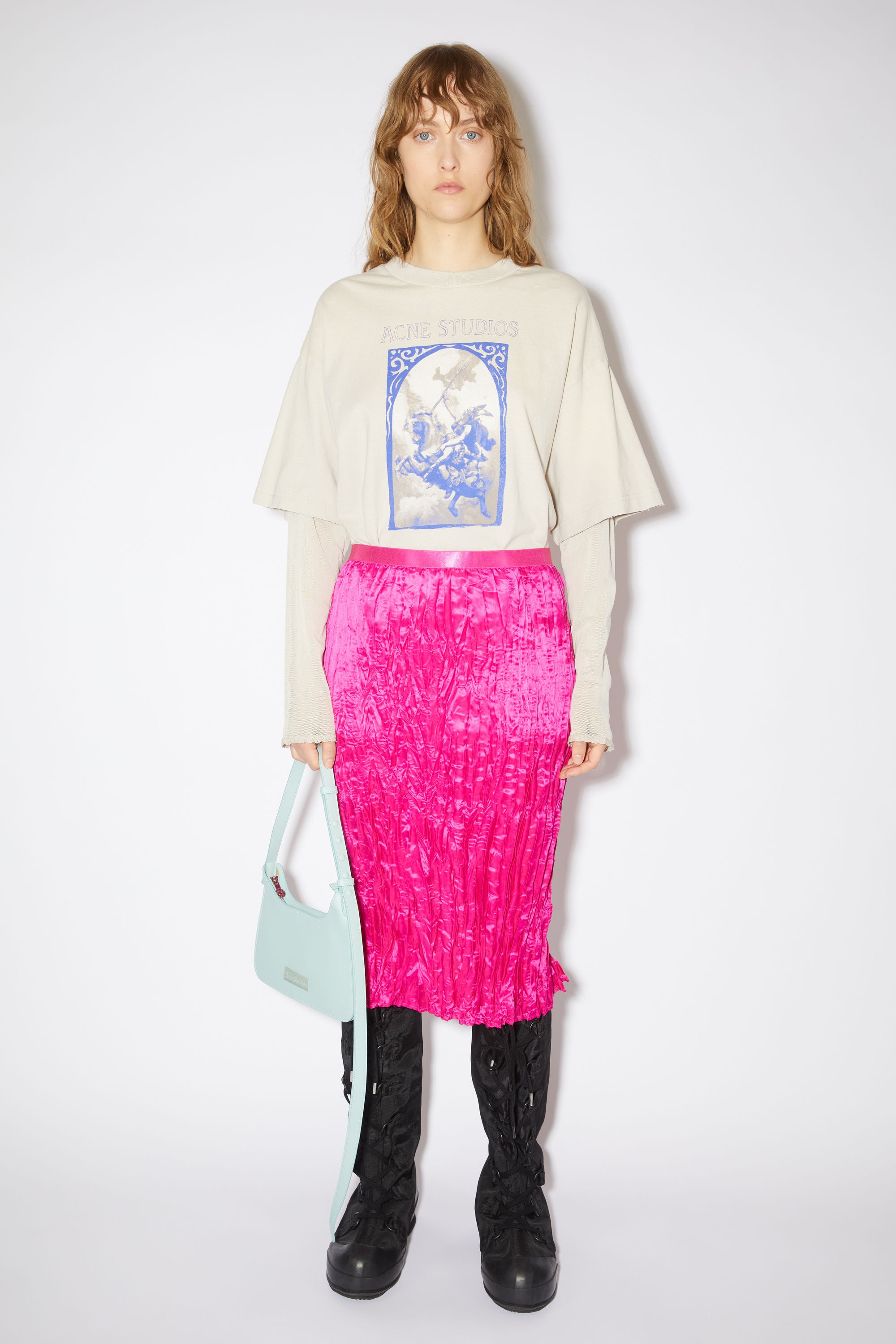 Satin skirt - Fuchsia pink - 2