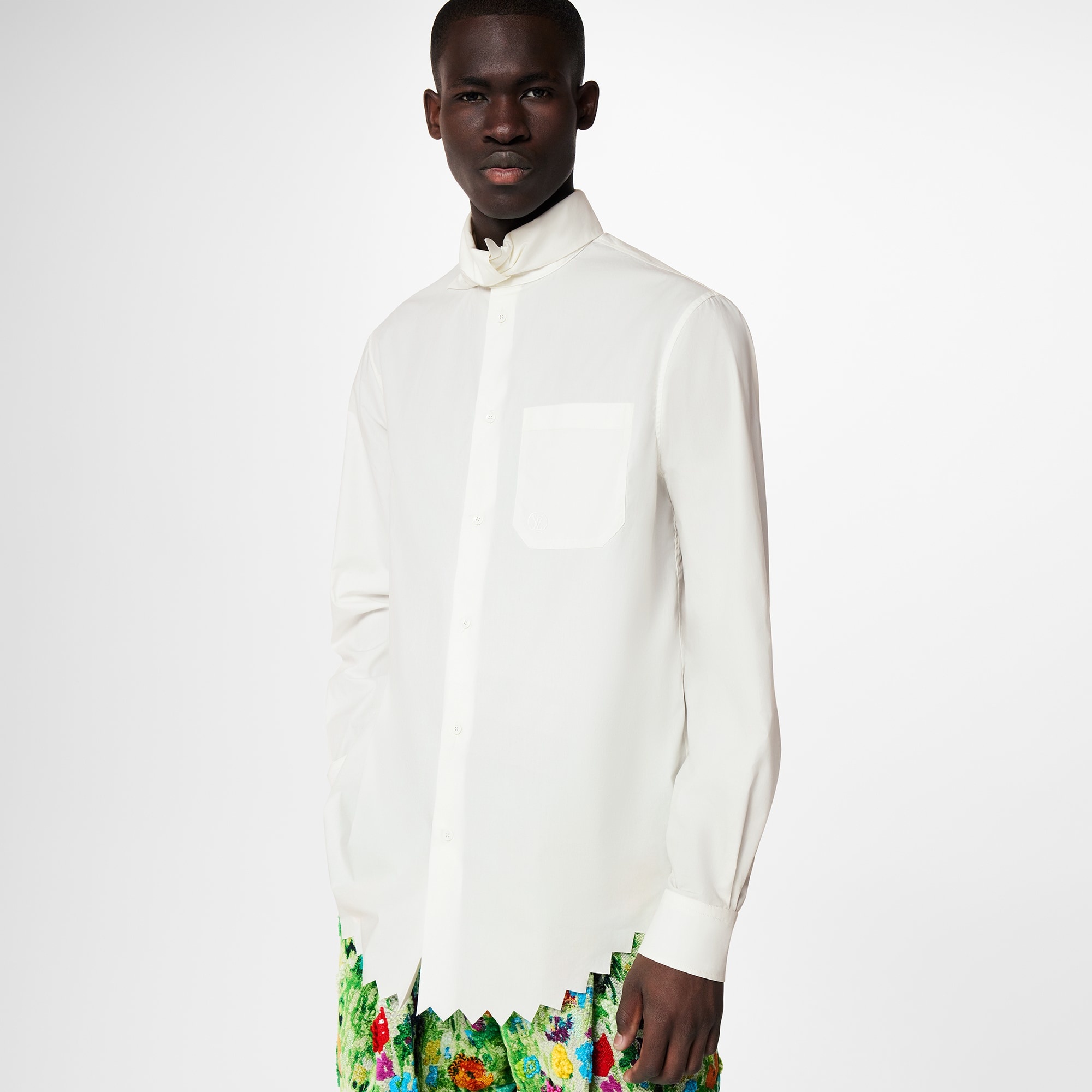Knotted Collar Long-Sleeved Shirt - 5