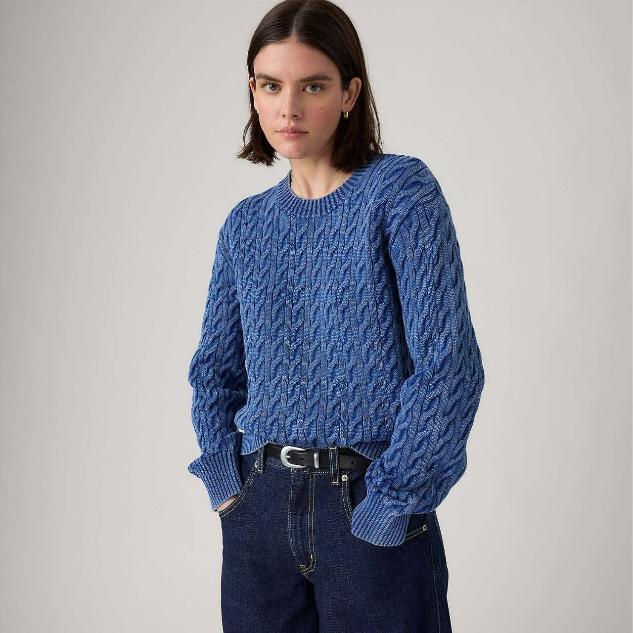 BOYFRIEND CABLE CREWNECK PULLOVER - 3