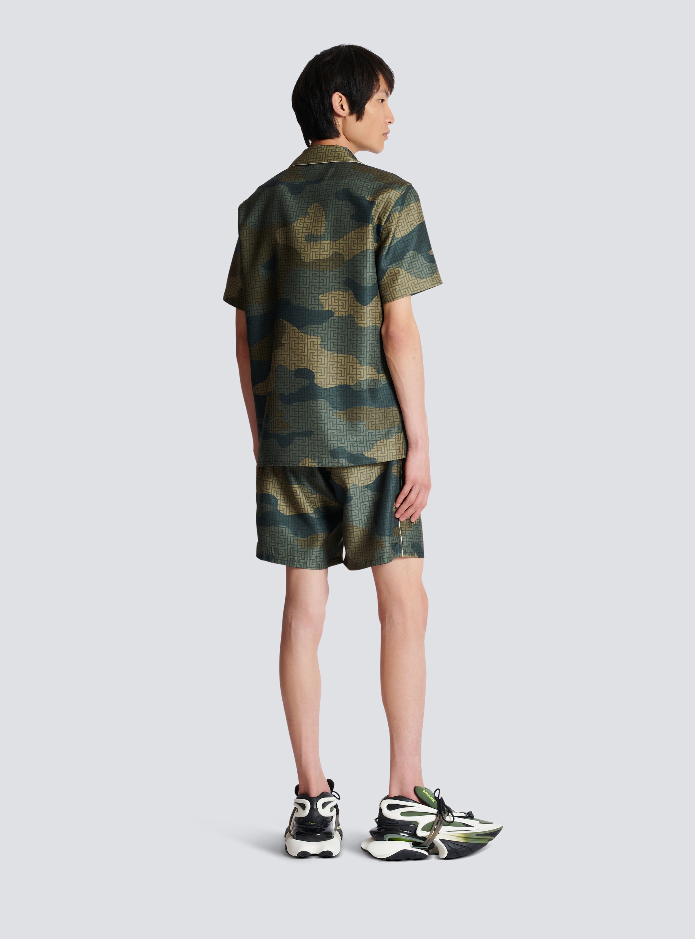 Camouflage monogrammed Shantung short-sleeved shirt - 4