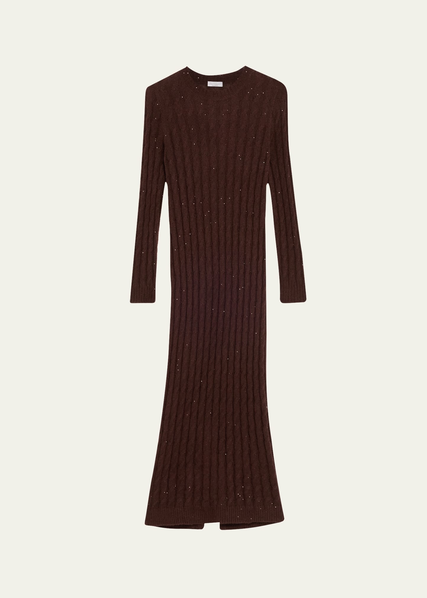Mohair Pailette Cable Knit Maxi Sweater Dress - 1