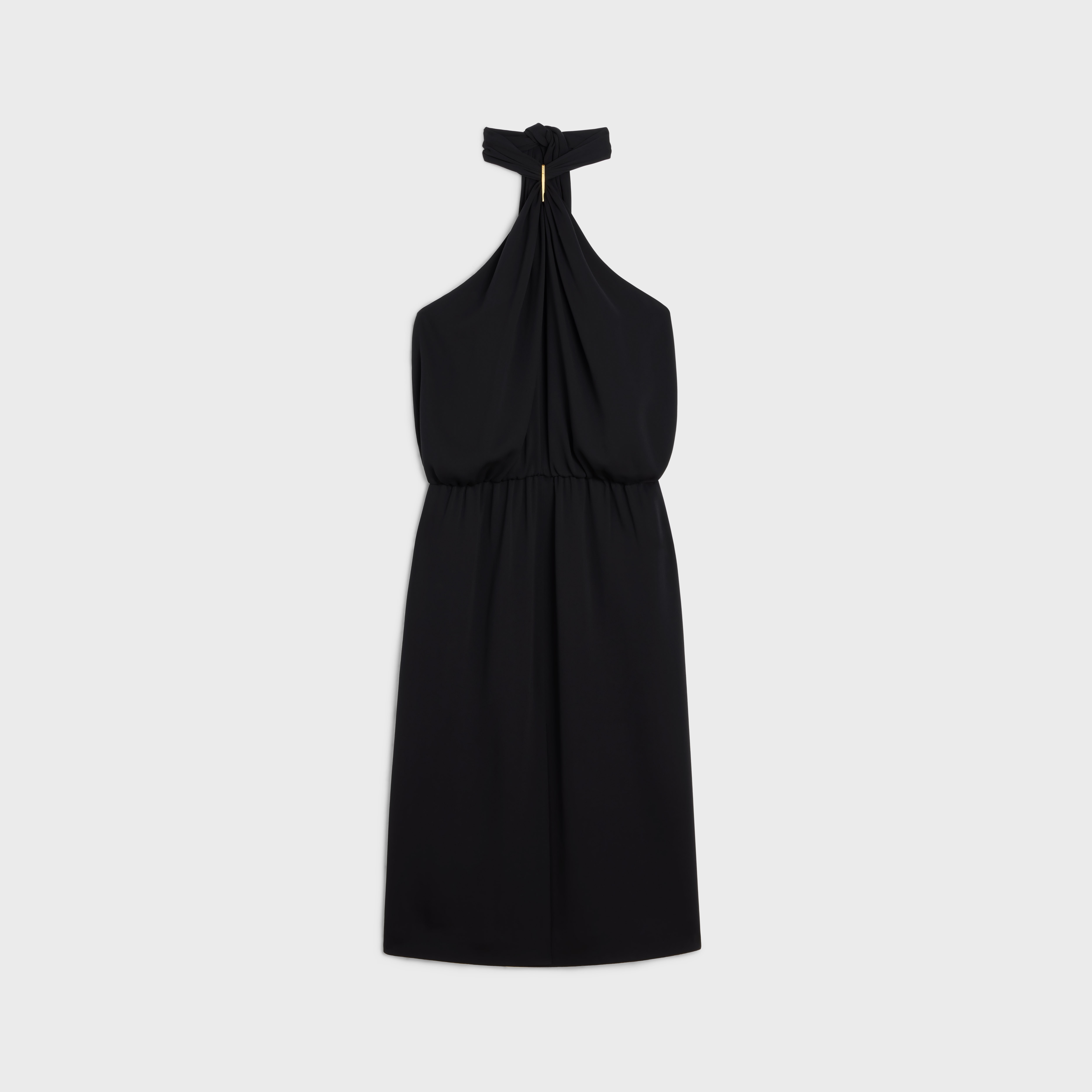 draped barrette dress in silk cady - 1