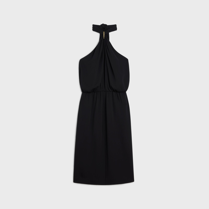 draped barrette dress in silk cady 1
