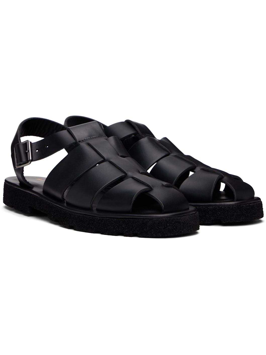 Black Leather Sandoval Fisherman Sandals - 4