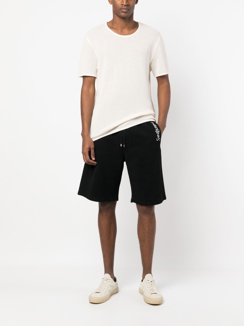 logo embroidery cotton shorts - 2