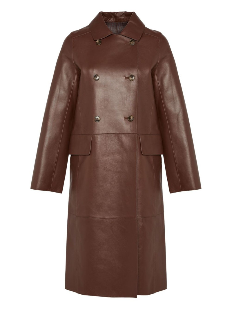 double-breasted leather coat 1