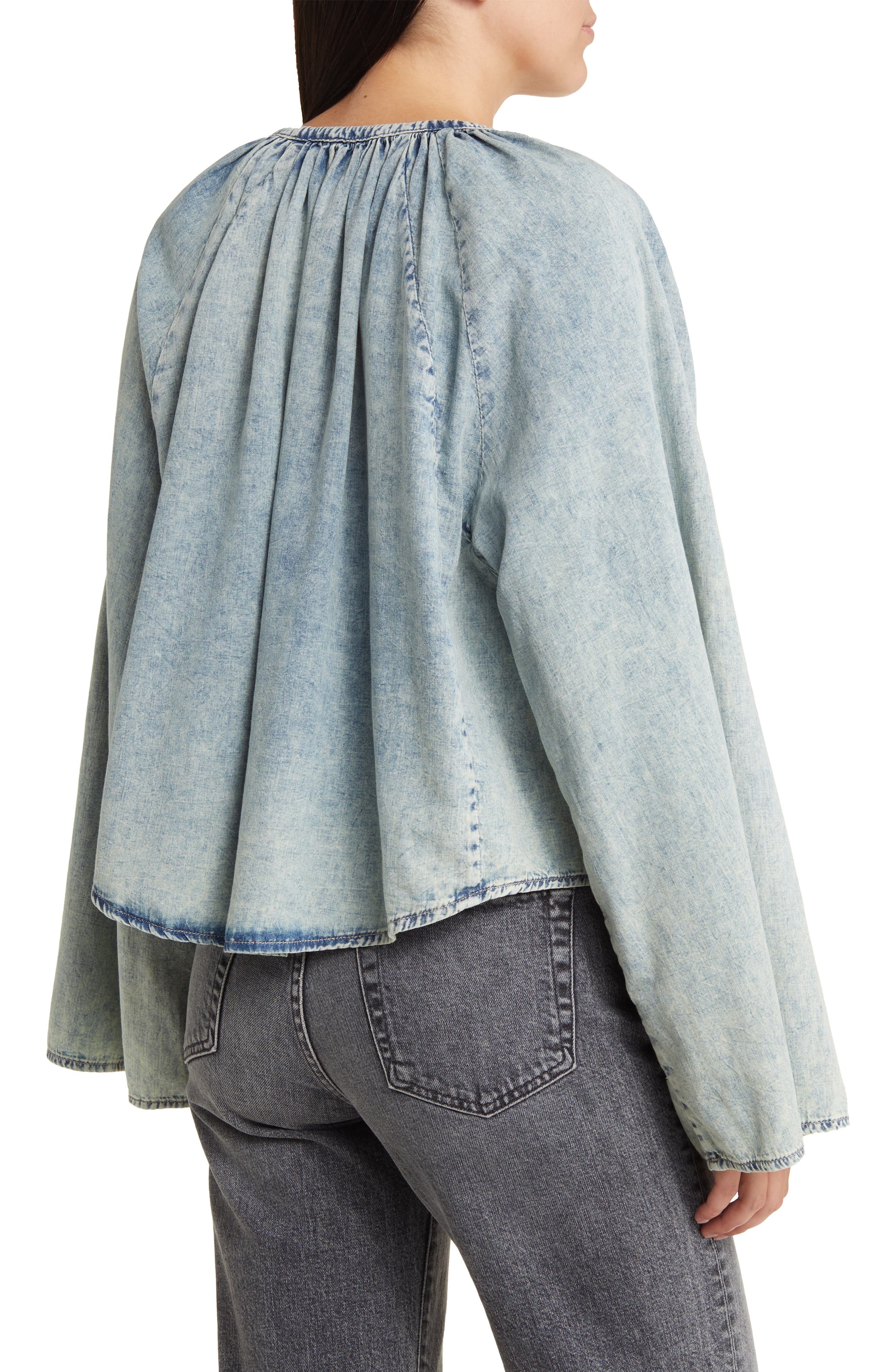 Tie Neck Denim Top - 2