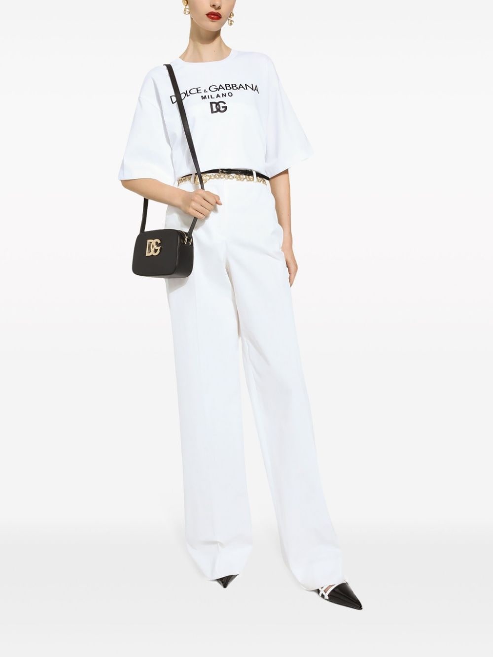 high-waisted cotton-blend pallazo pants - 2