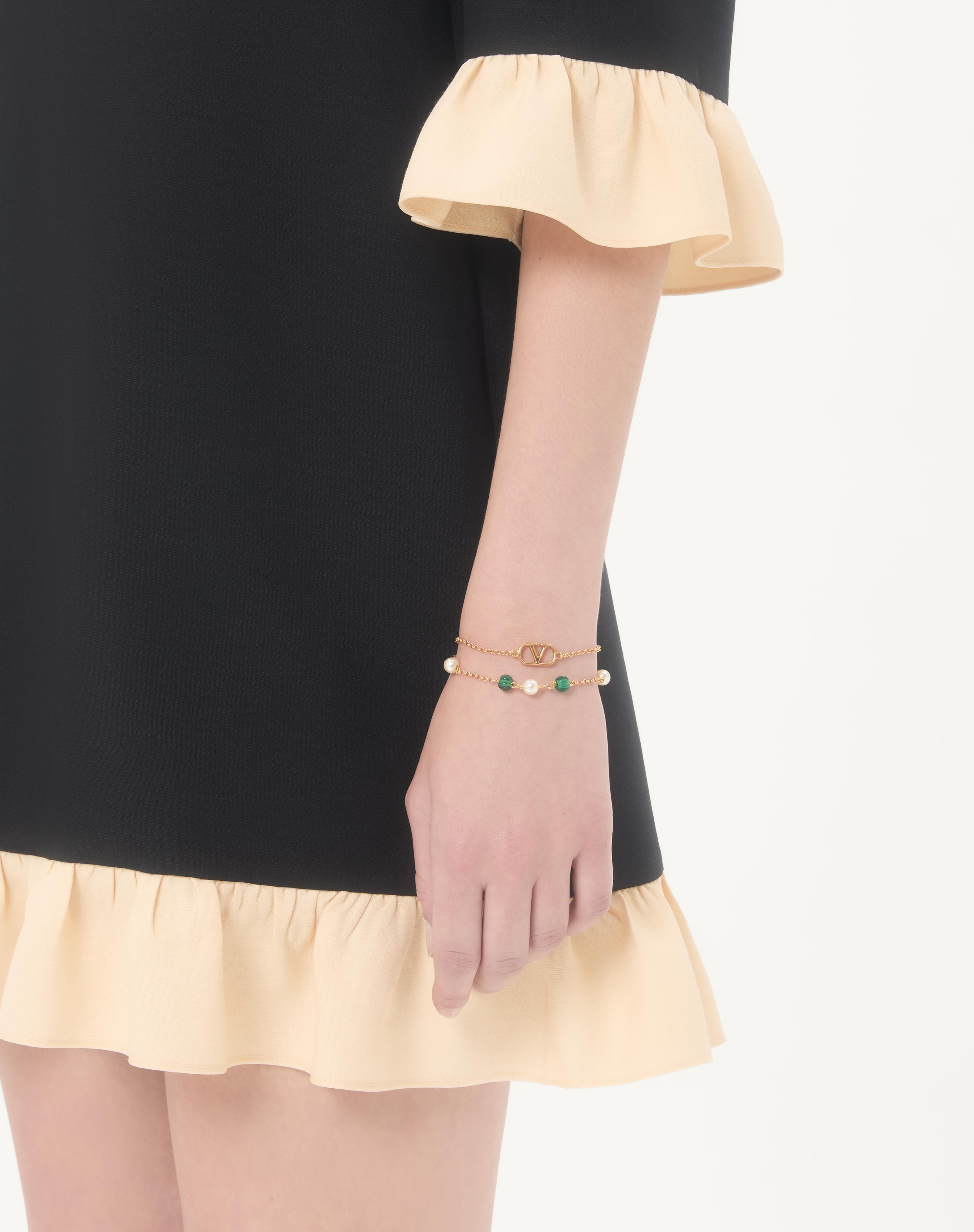 VLOGO SIGNATURE METAL, PEARL AND KNURLED GLASS BRACELET - 2