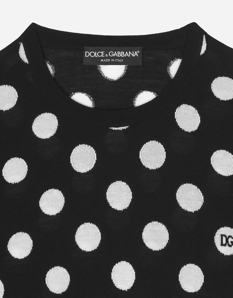 Wool and silk tank top with polka-dot inlay 3