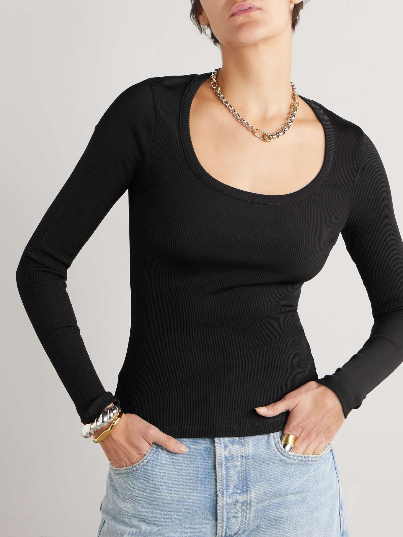 Rumi ribbed-knit top Black - 3
