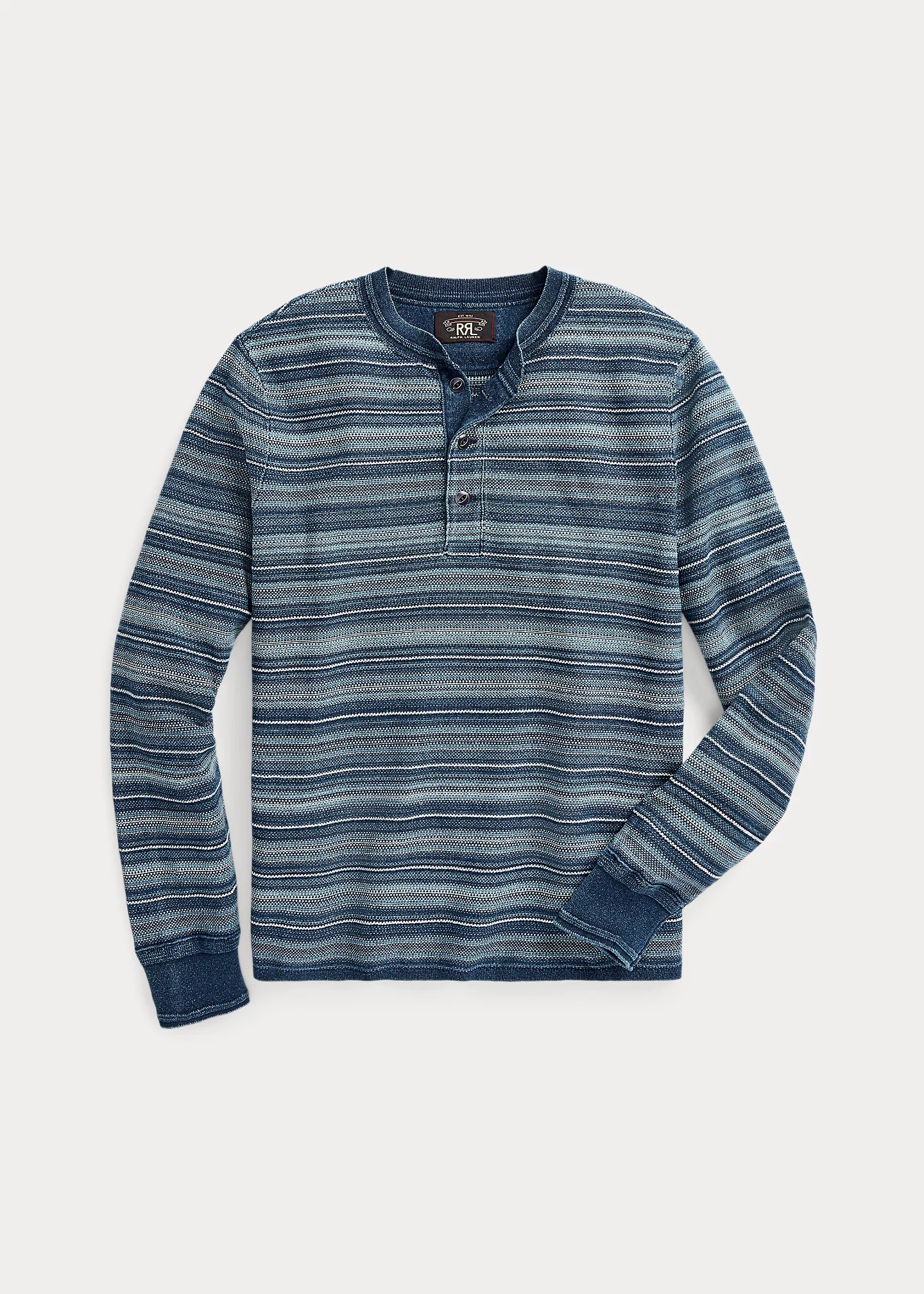 Striped Cotton Henley Sweater - 1