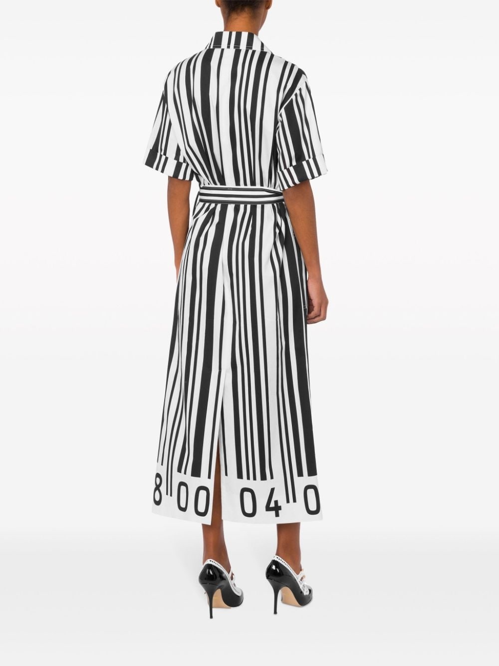 barcode-print cotton dress - 3