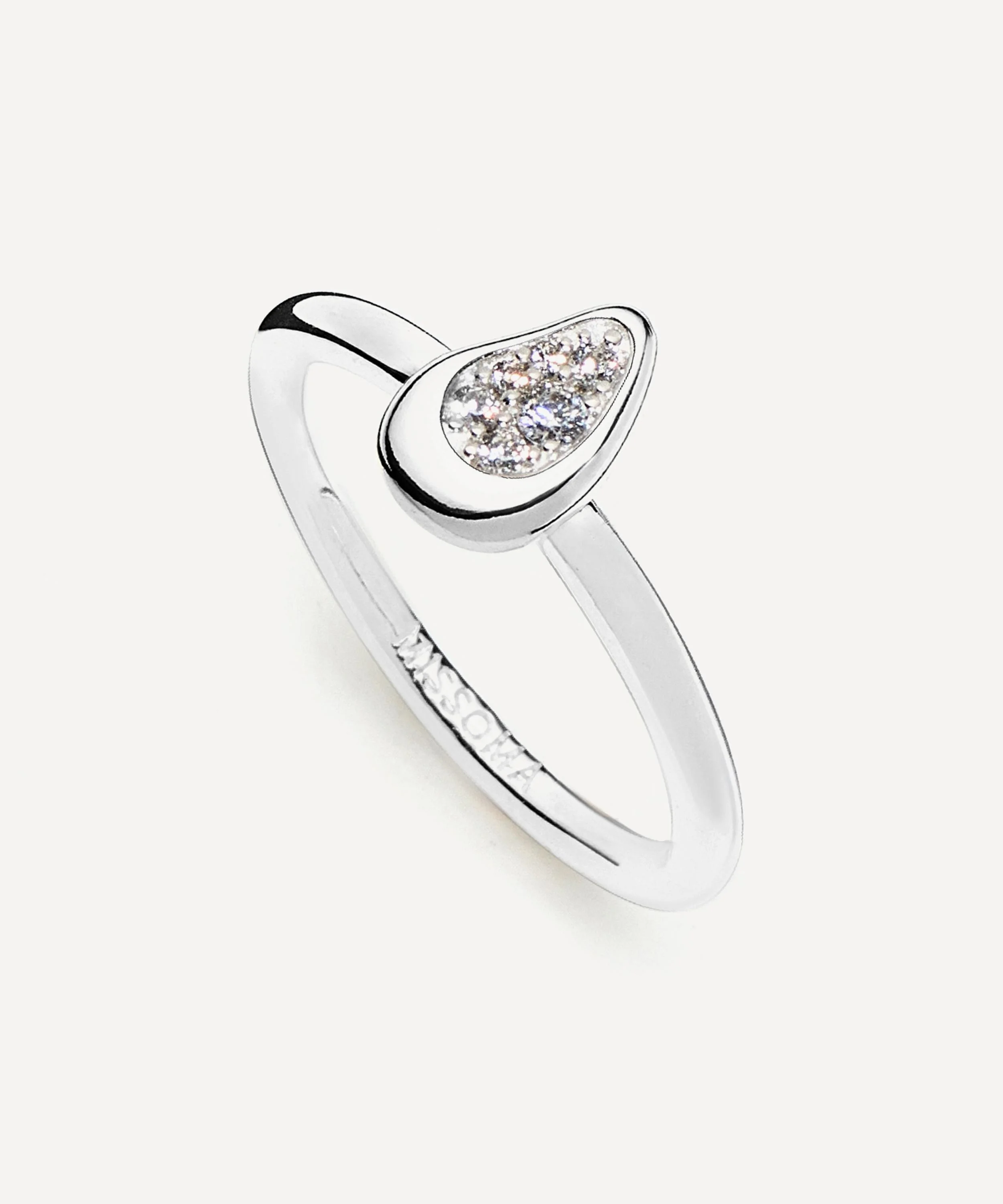 Silver-Plated Molten Teardrop Pavé Ring - 1
