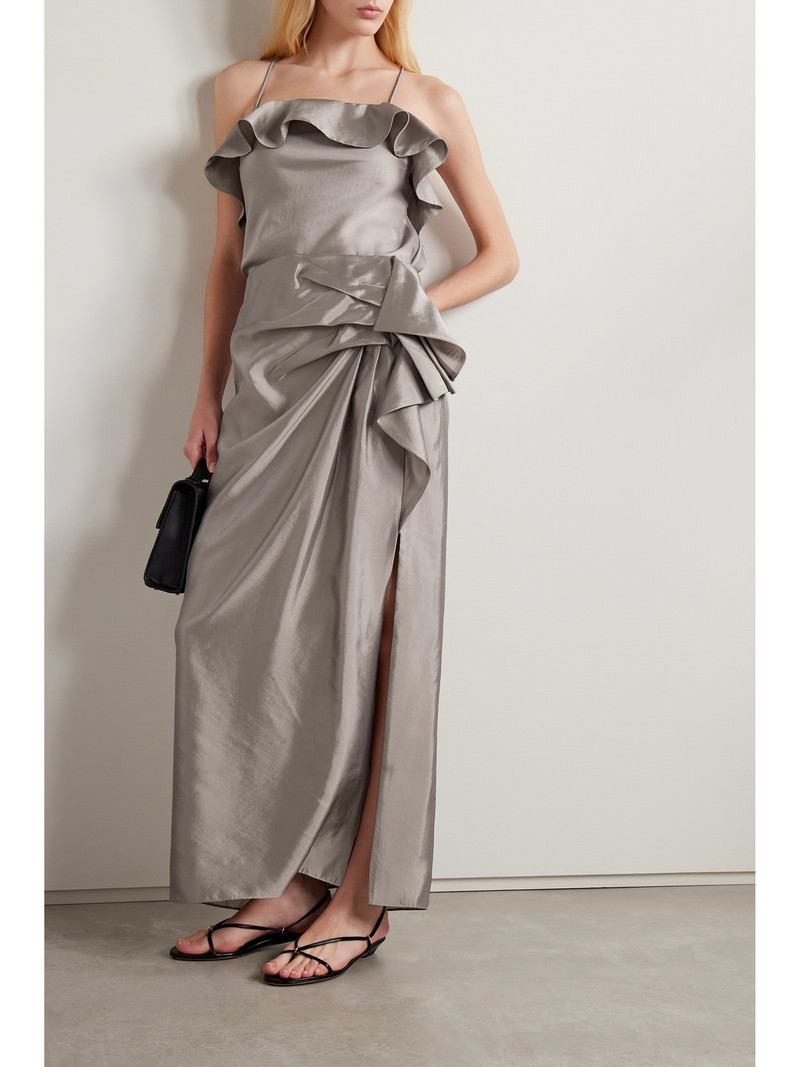 Aje. Immersion Draped Silk-blend Maxi Skirt outlook