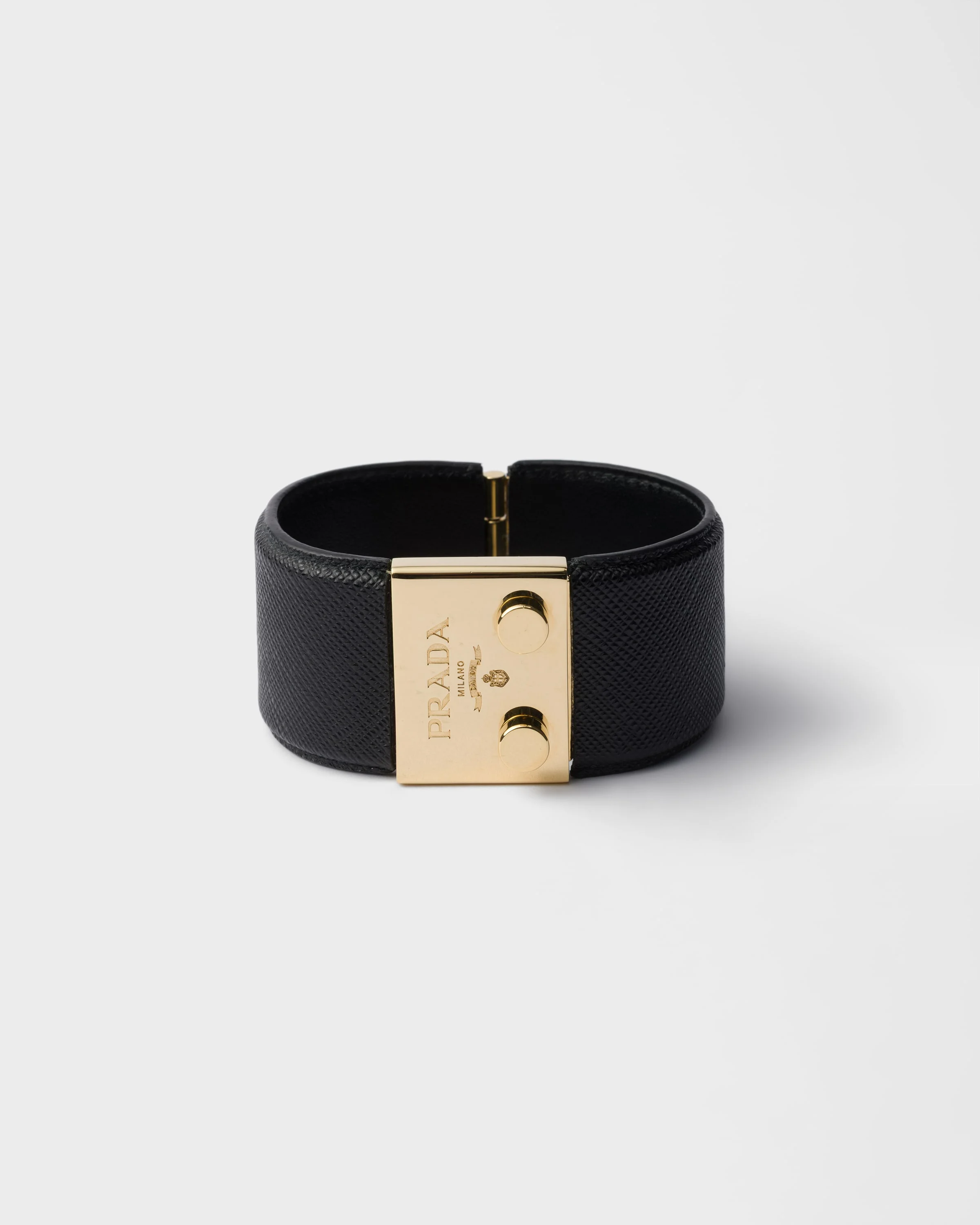 Metal and Saffiano leather bracelet - 1