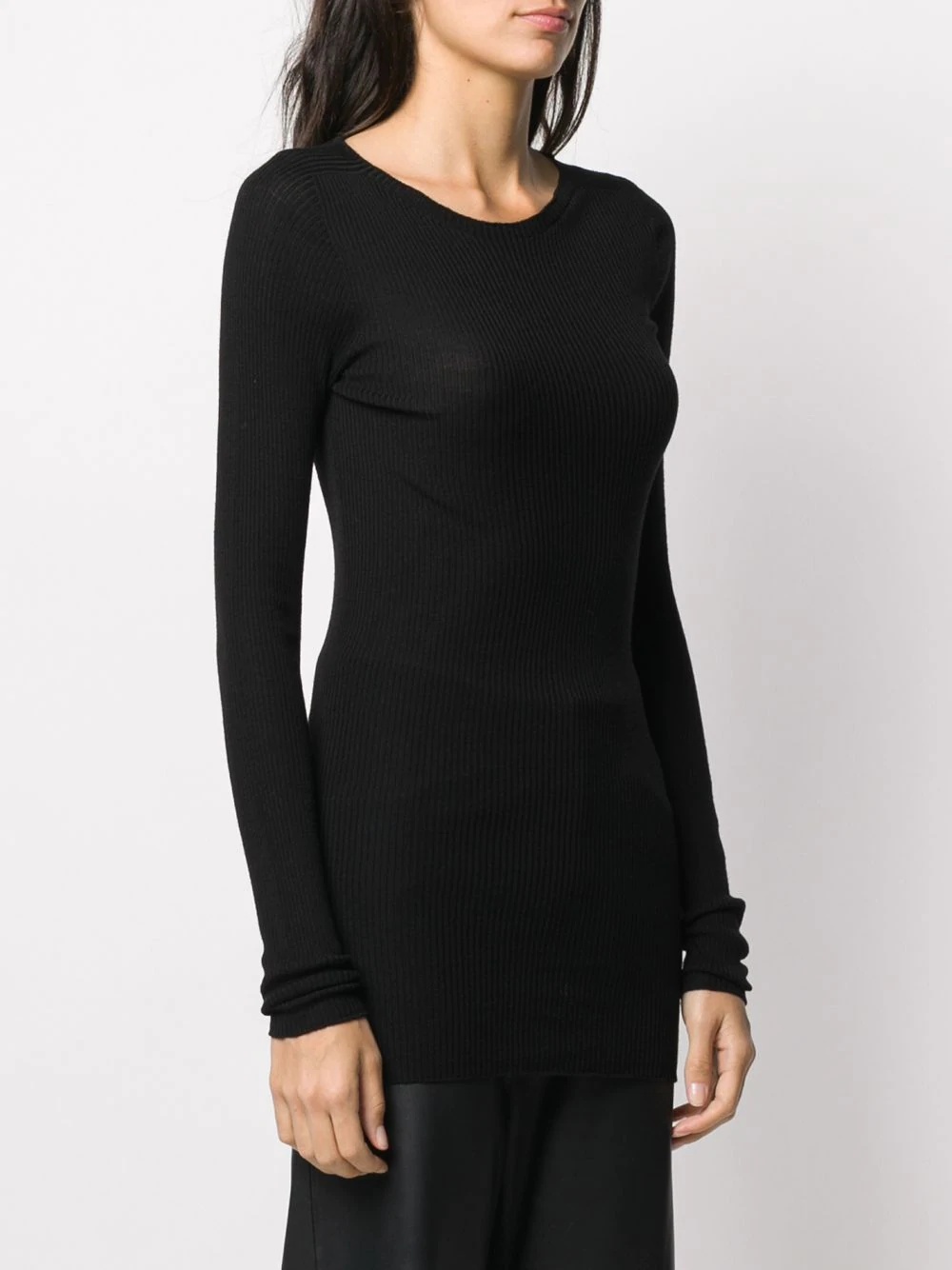 ribbed knit mid-length jumper - 3