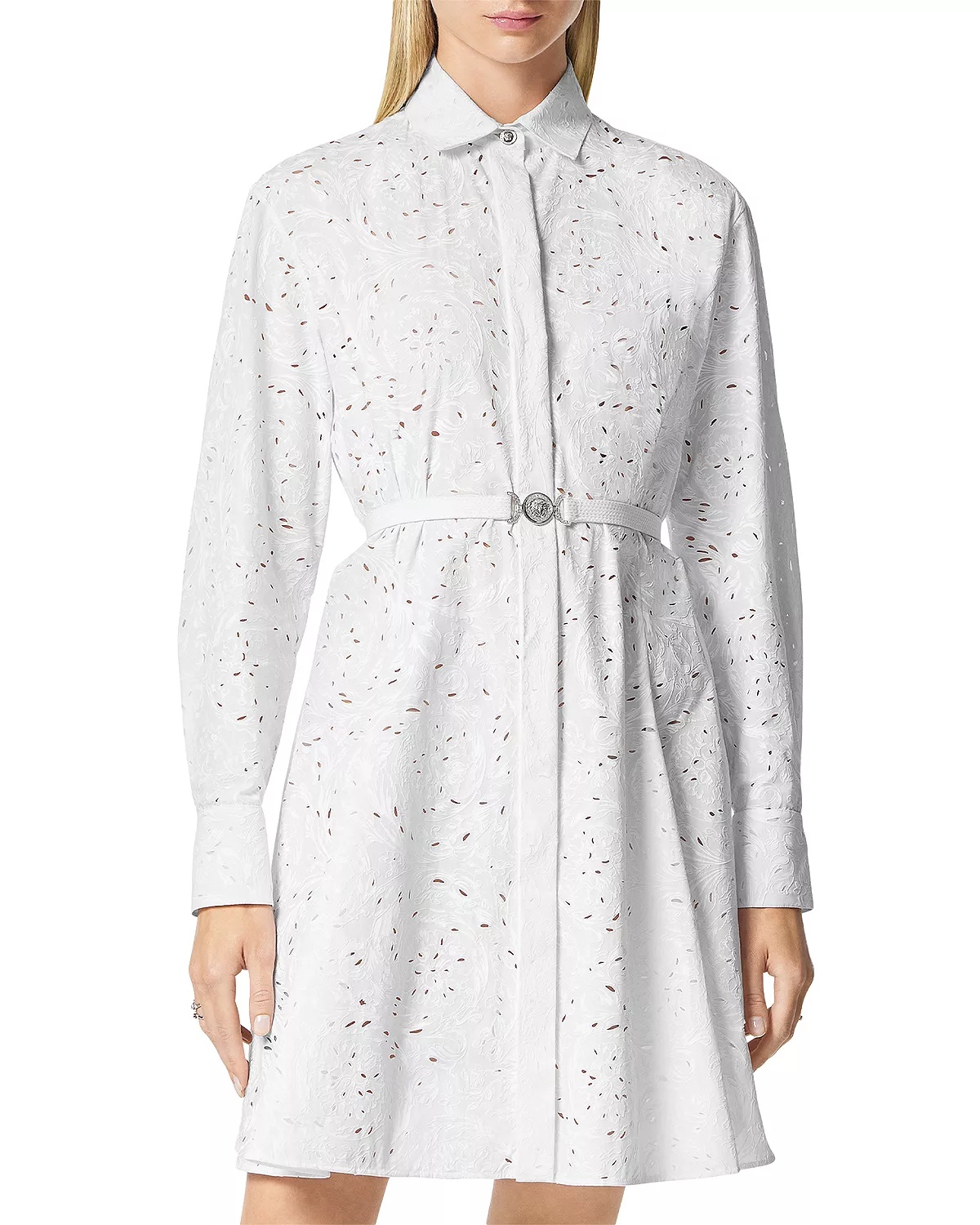 Eyelet Embroidered Shirt Dress - 1