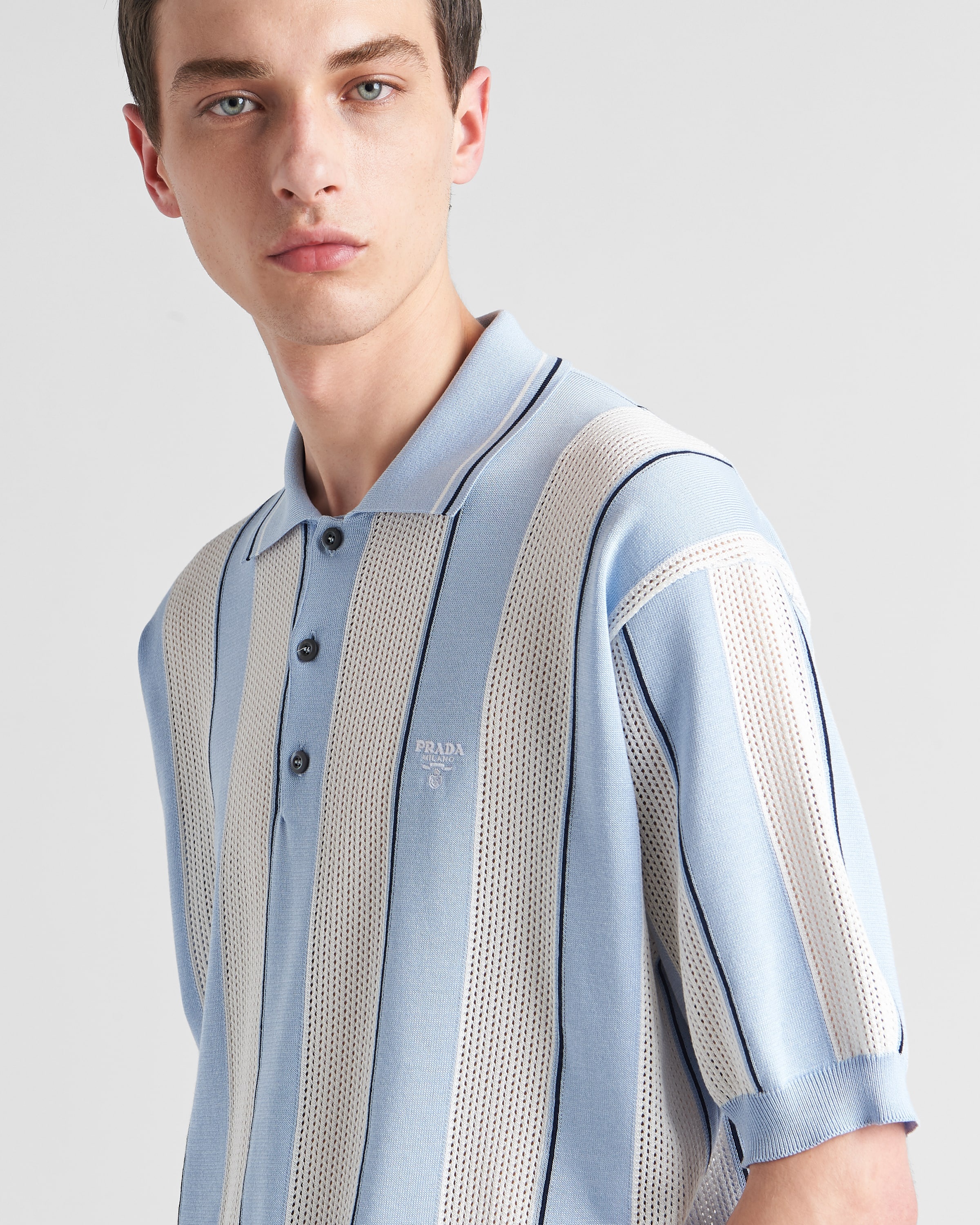 Silk and cotton intarsia polo shirt - 4