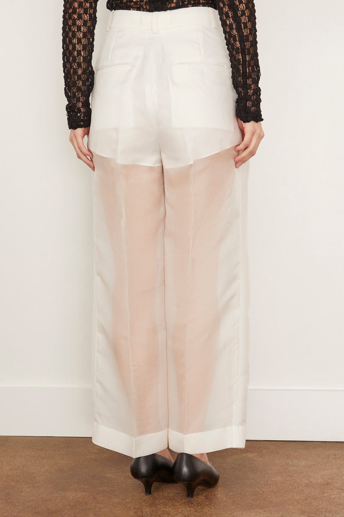 Ecole Organic Silk Cropped Trouser in Off White - 4