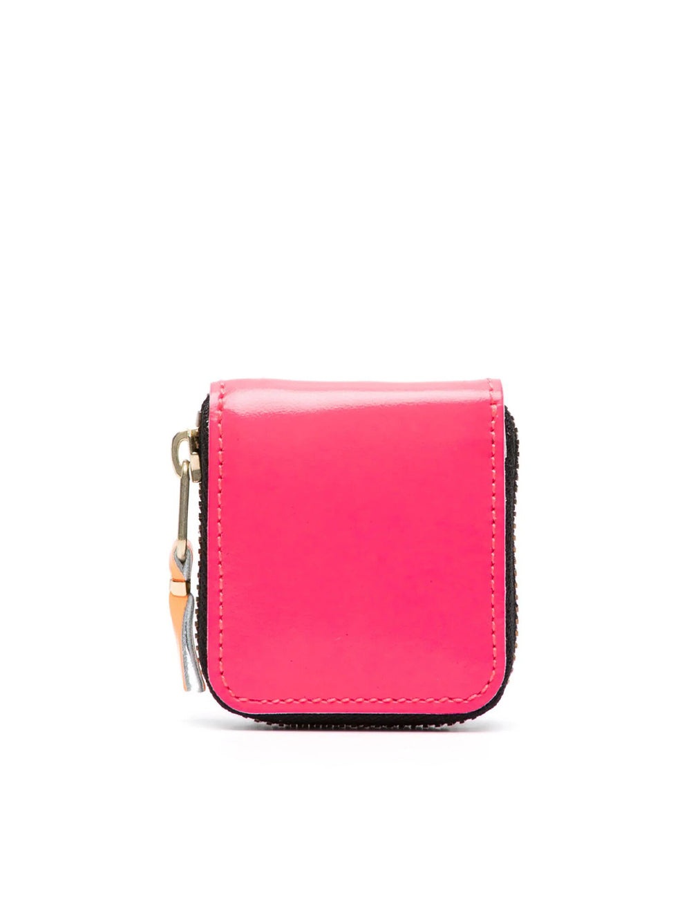 Mini Leather Coin Purse With Zip Fluo Pink - 1