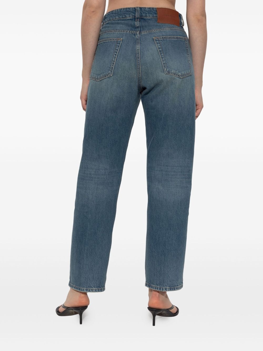 washed straight-leg jeans - 4