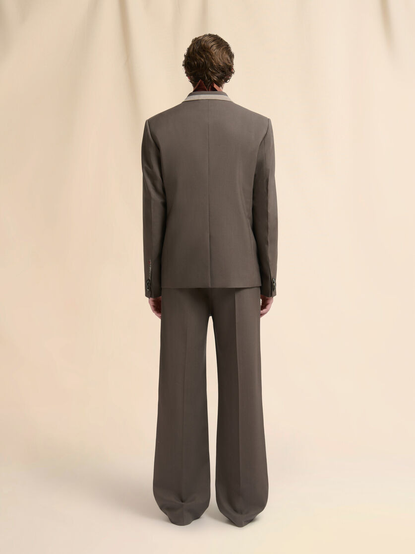 GRAY DOUBLE-BREASTED WOOL BLAZER WITH MARNI MENDING - 3