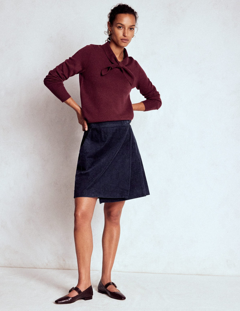 Helen Cord Kilt Skirt-Navy 5