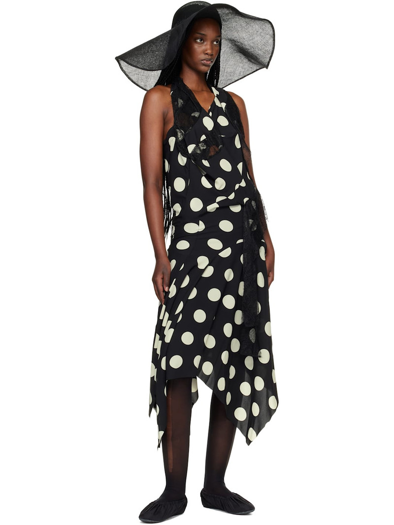 Junya Watanabe Black & White Printed Lace Halter Midi Dress outlook