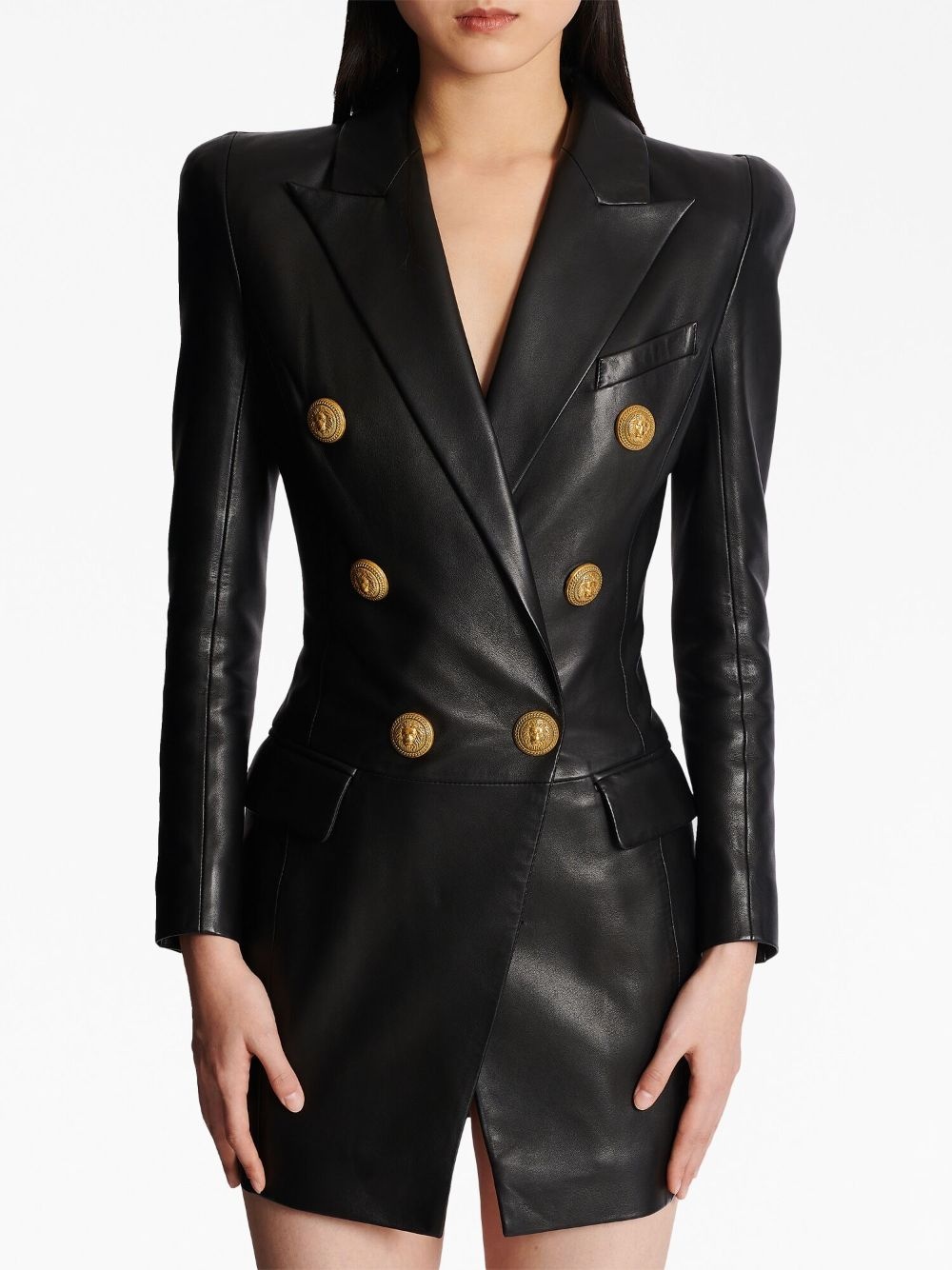 leather blazer mini dress - 4