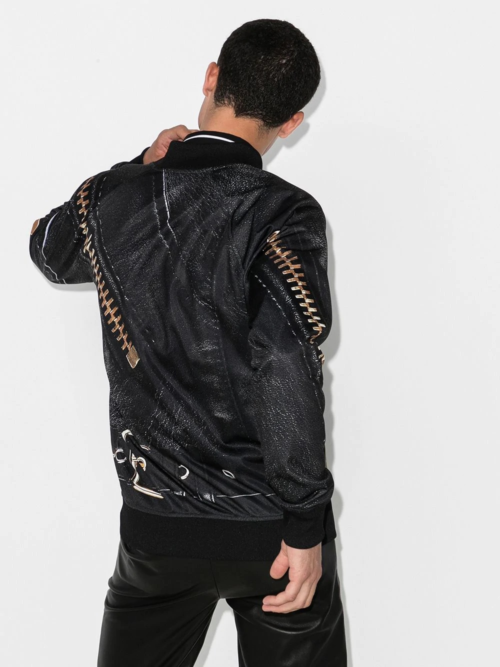 logo and zip print bomber jacket - 3