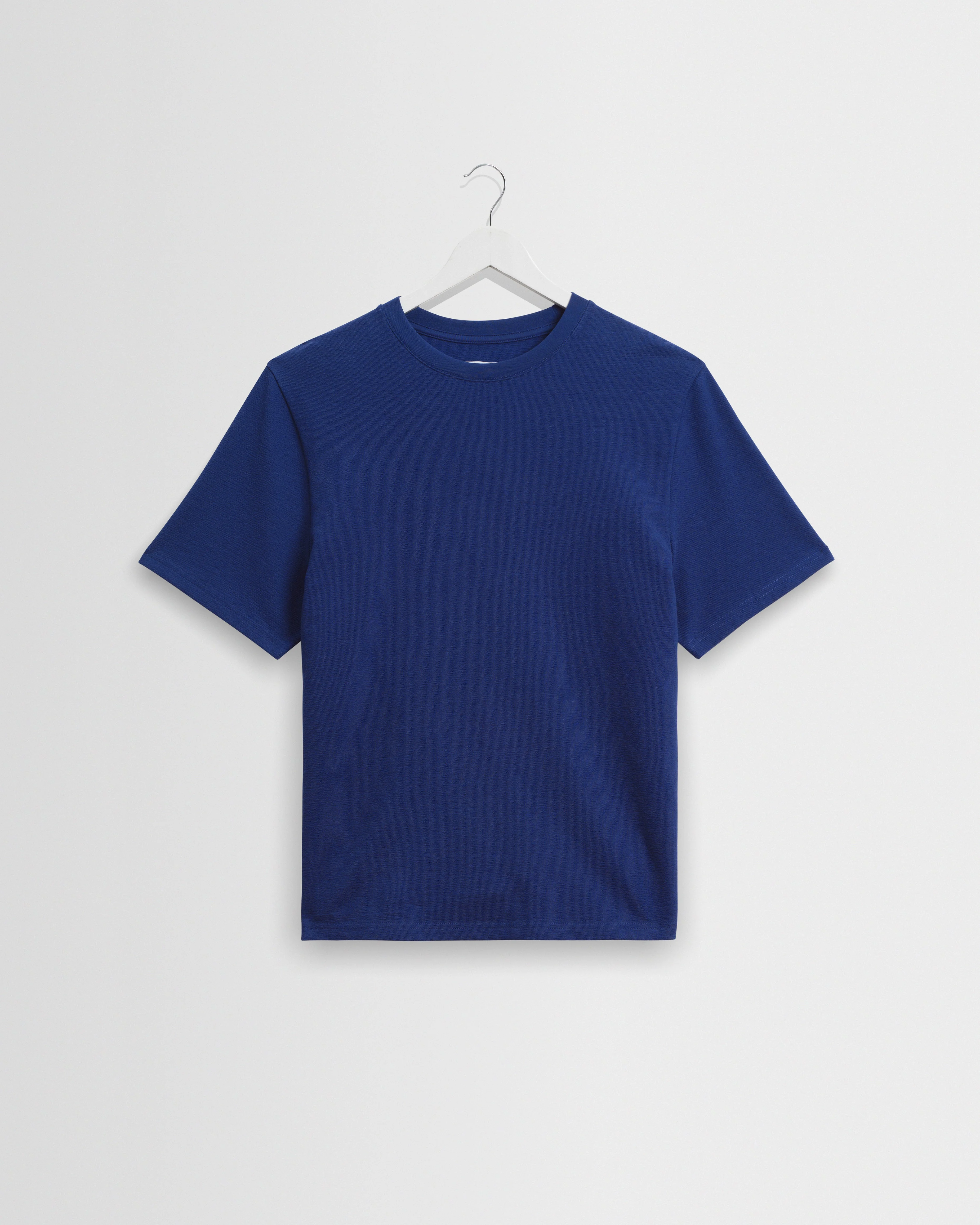 Dean - Cobalt Blue Textured Organic Cotton T-Shirt - 1