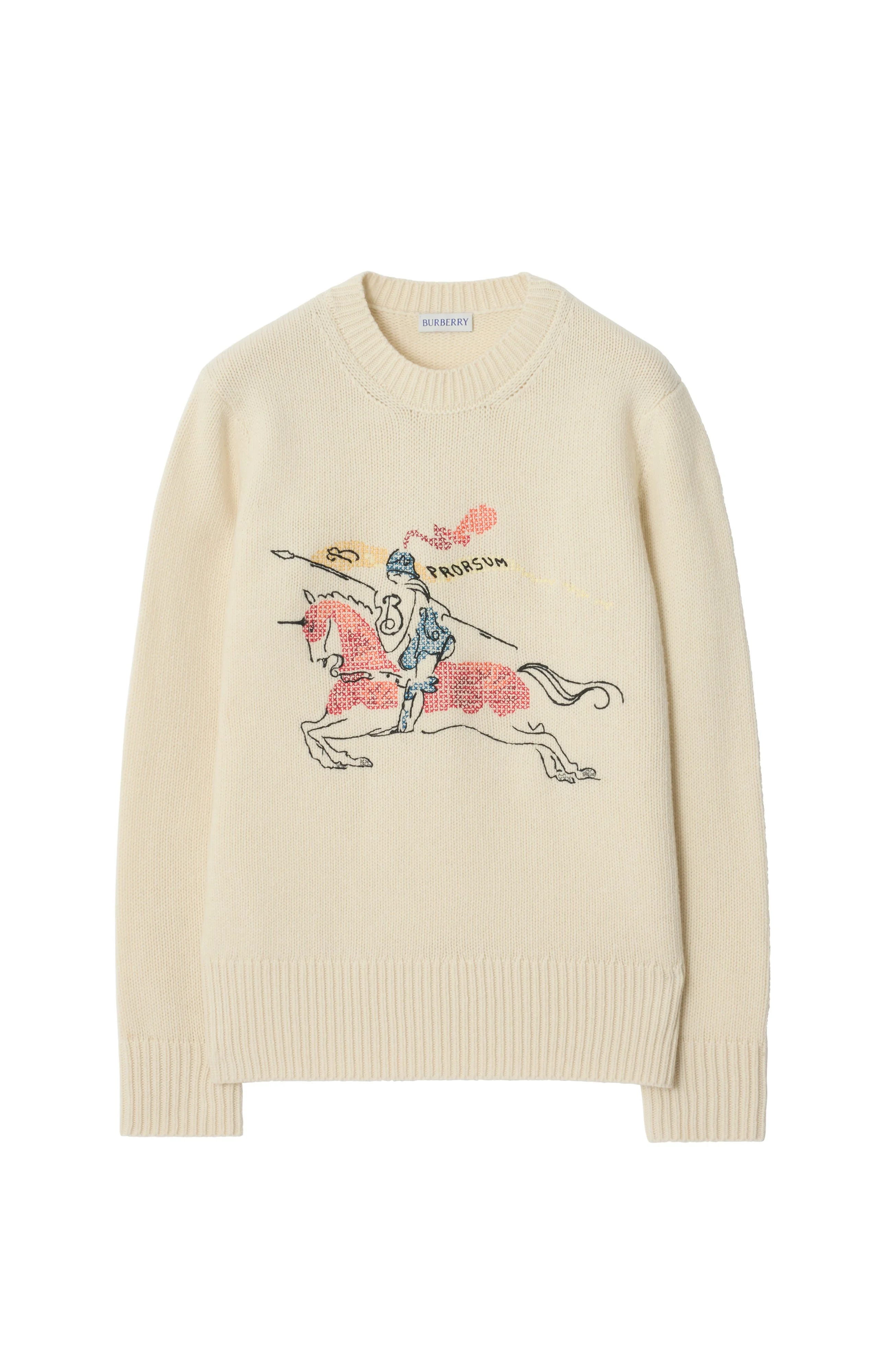 burberry Cross Stitch EKD Wool Cashmere Sweater in Tundra Beige at Nordstrom - 1