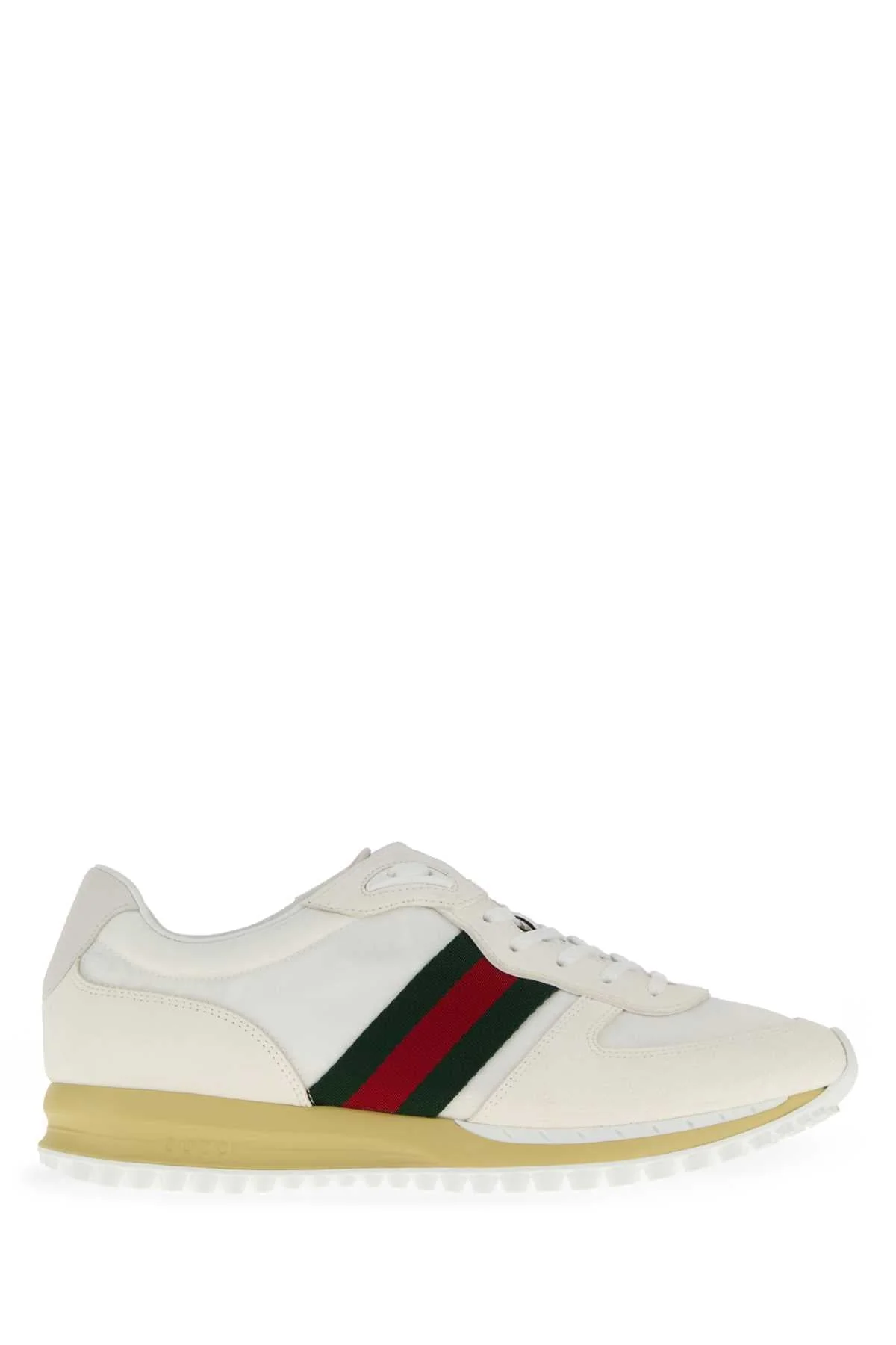 Gucci Men White Original Gg Fabric And Suede Gucci Re-Motion Sneakers - 1