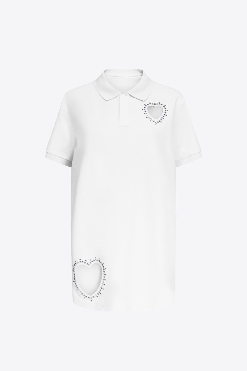 CRYSTAL HEART CUTOUT POLO DRESS - 1