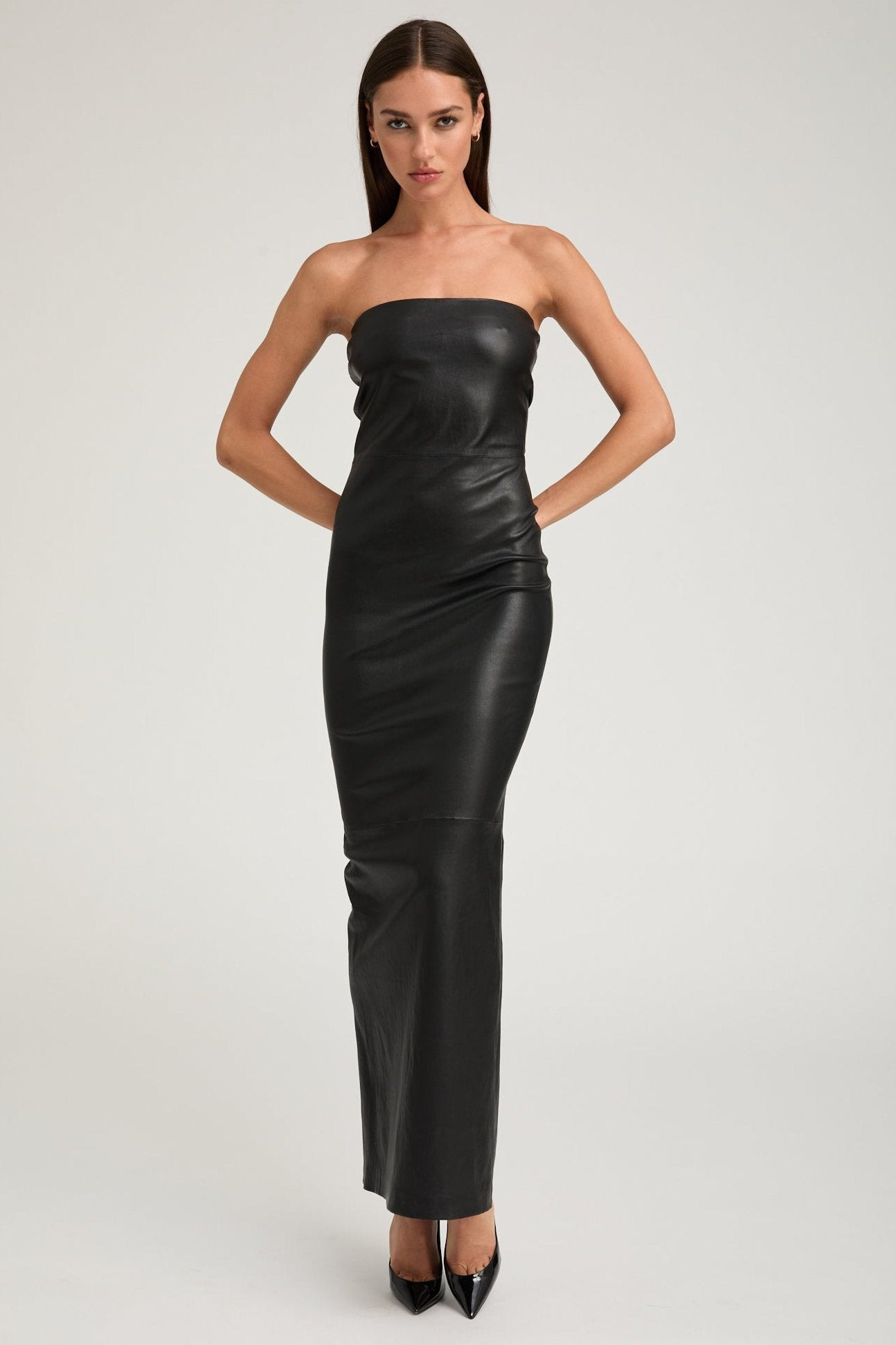 BLACK LEATHER GOWN - 2
