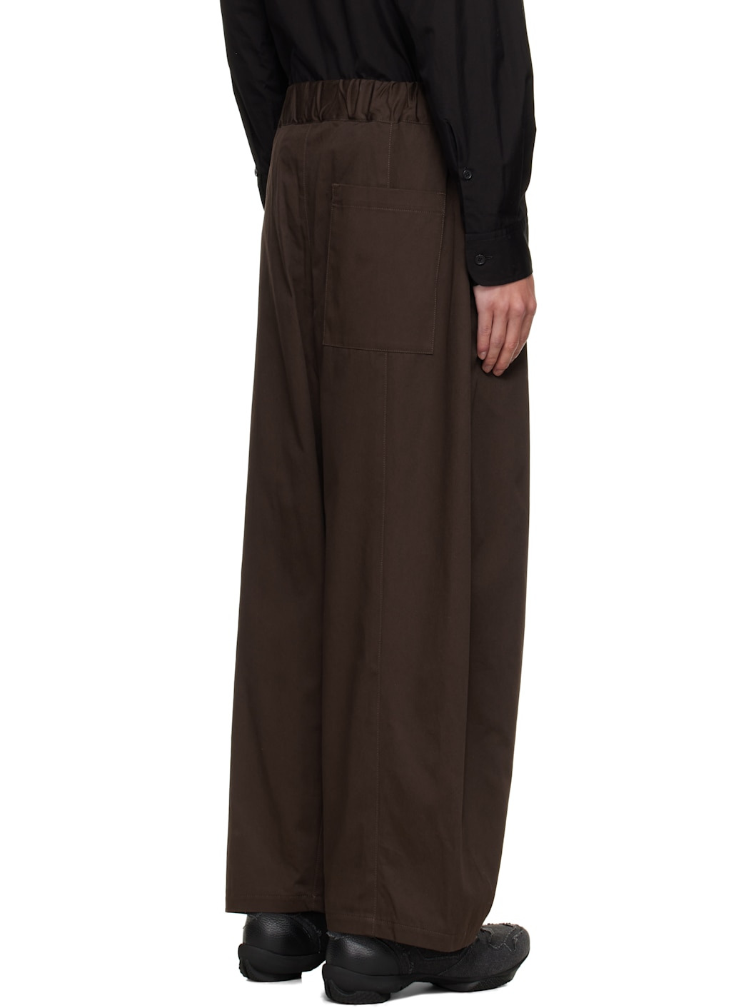 Brown Box Pleat Trousers - 3