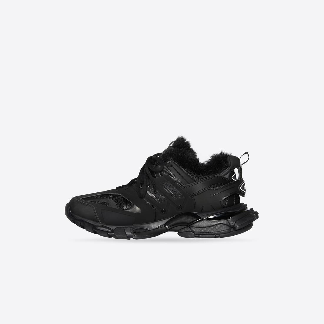 Women's Track Sneaker Fake Fur in Black - 4