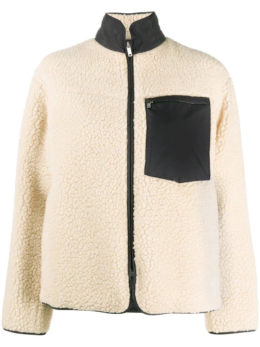 shearling zip-up jacket - 1