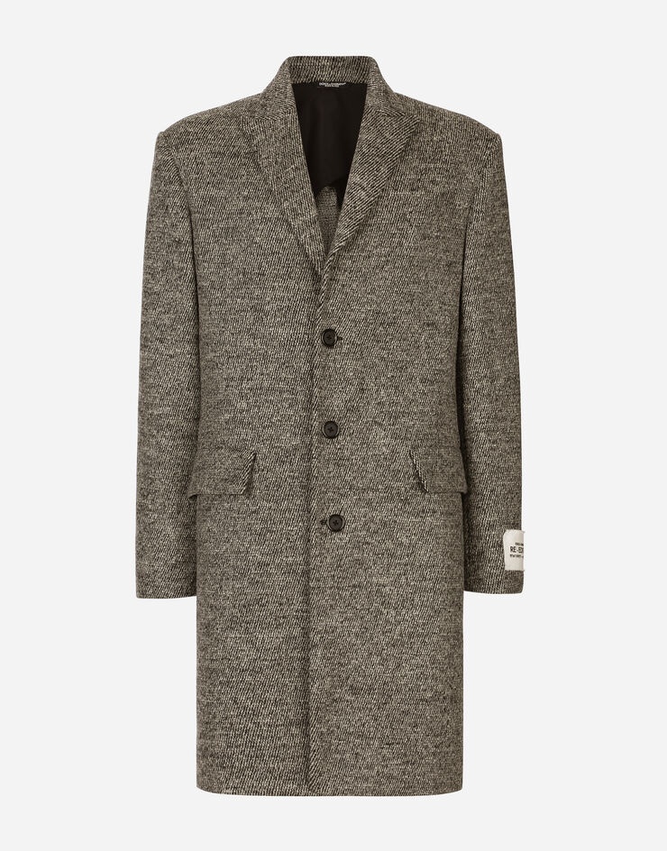 Single-breasted melange diagonal-weave wool coat - 1