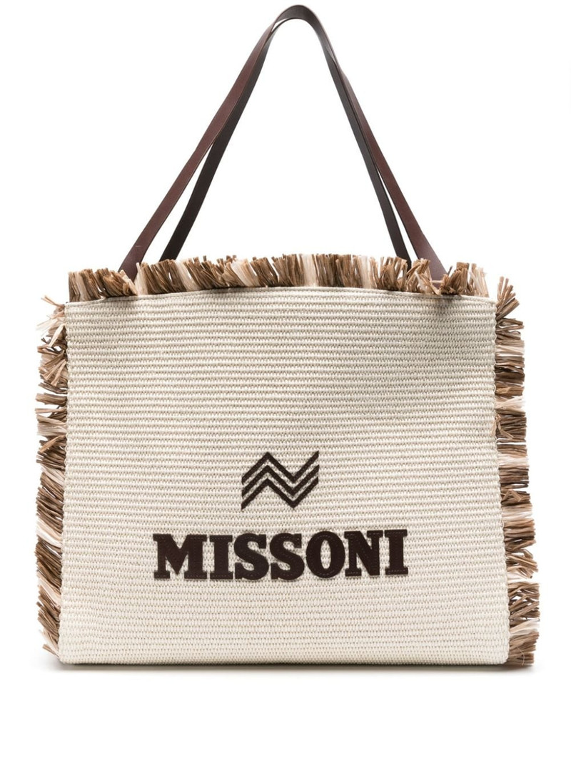 Missoni logo-appliquÃ© frayed tote bag outlook
