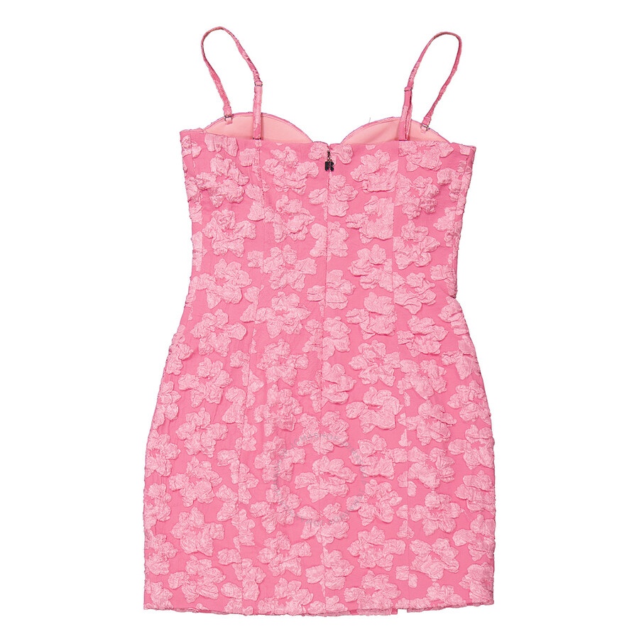 Rotate Ladies Fuchsia Pink Jacquard Flower Recycled Polyester Mini Dress - 7